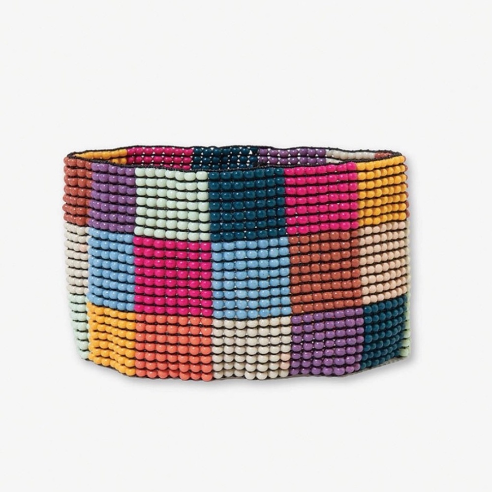 INK + ALLOY Multi Color Large Checkerd Stretch Bracelet NWT